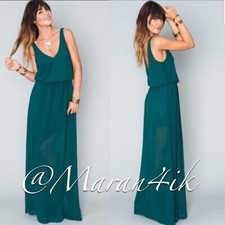 NWT Show Me Your Mumu Kendall Maxi Chiffon Deep Jade Dress Bridesmaid Size S