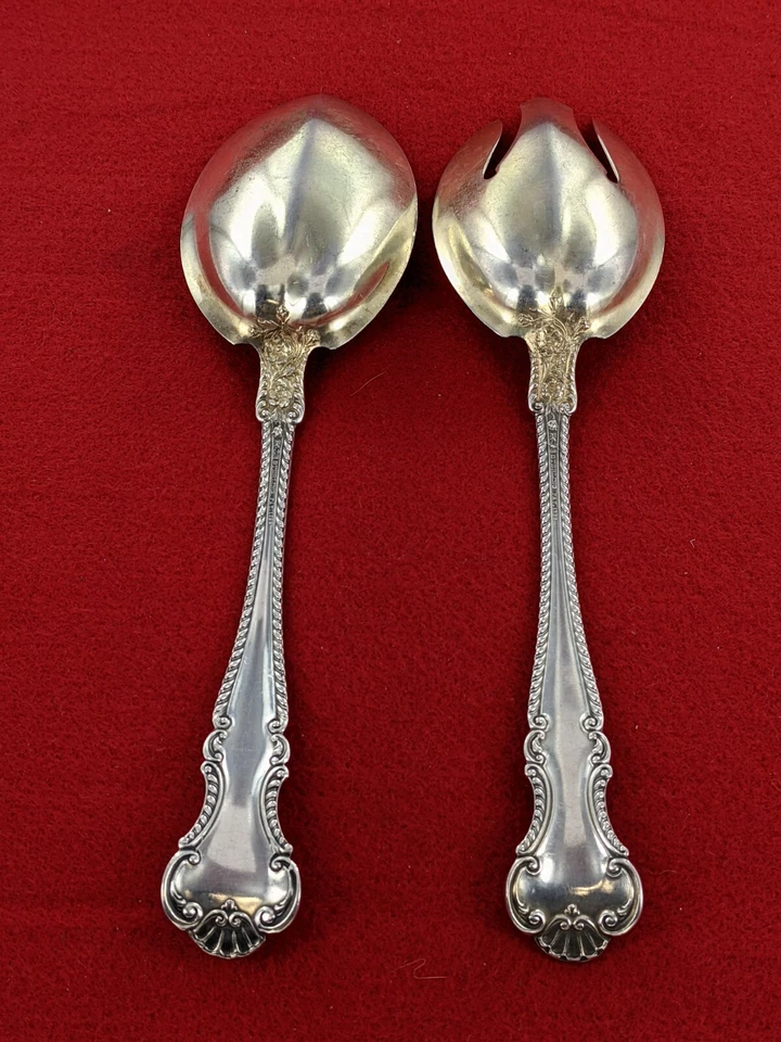 Gorham plata esterlina Cambridge cuchara para servir y tenedor para servir verduras Foto 2 de 4