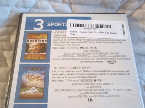 MGM 3 SPORTFILME DVD NEU HOOSIERS JACKIE ROBINSON GESCHICHTE STOLZ DER YANKEES - Bild 4 von 5