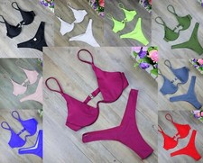 Costume da bagno Push Up con ferretto slip taglio V bikini donna mare brasiliana