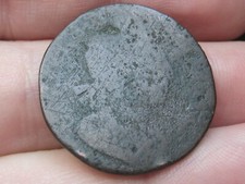 Extremely Worn Unknown Copper Colonial Coin- Bust Facing Right, 7.93 Grams