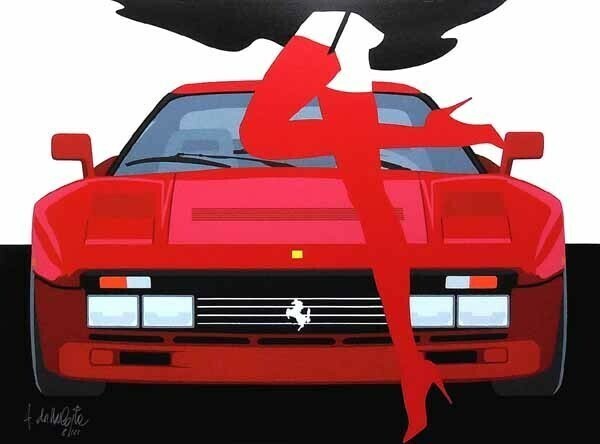 RICCI MARCO（リッチ　マルコ）、水車、希少な額装用大判画集画 Amleto Dalla Costa Ferrari 288 GTO Signed Original Silkscreen