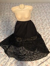 WONDER MAID Underskirt S Fine Lingerie Half Slip Lace Trim Nylon Try co Black