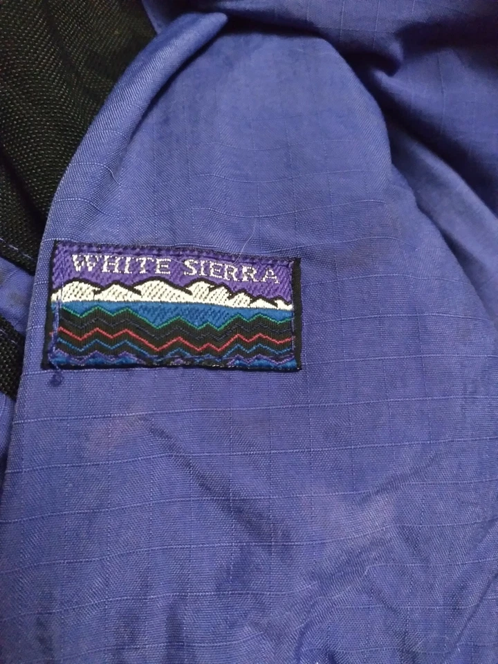 Pullover con capucha vintage blanco Sierra para hombre M púrpura botón a presión polar Foto 4 de 4