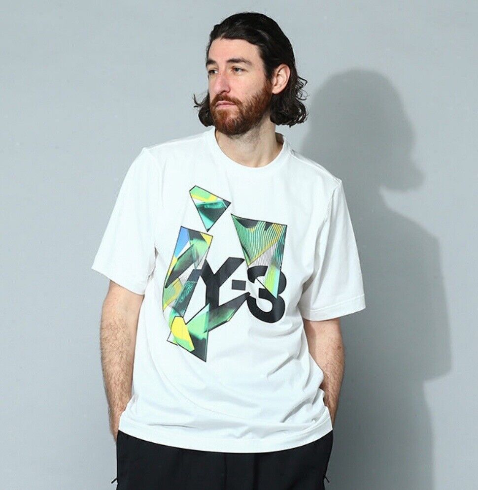 Adidas Y-3 Logo White Graphic SS Tee T-Shirt IL1790 Yohji Yamamoto Men’s Size S