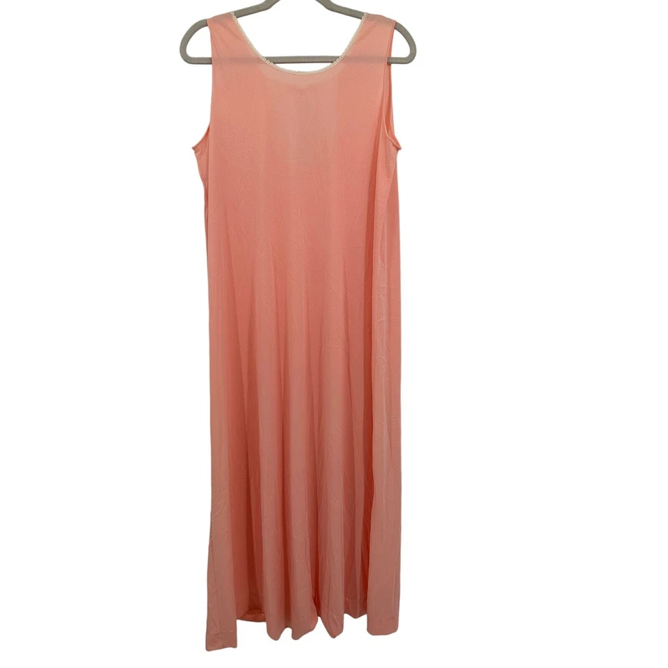 Vintage Lorraine Womens Nightgown Size L Peach Maxi Length Lace Feminine - Image 2 of 4