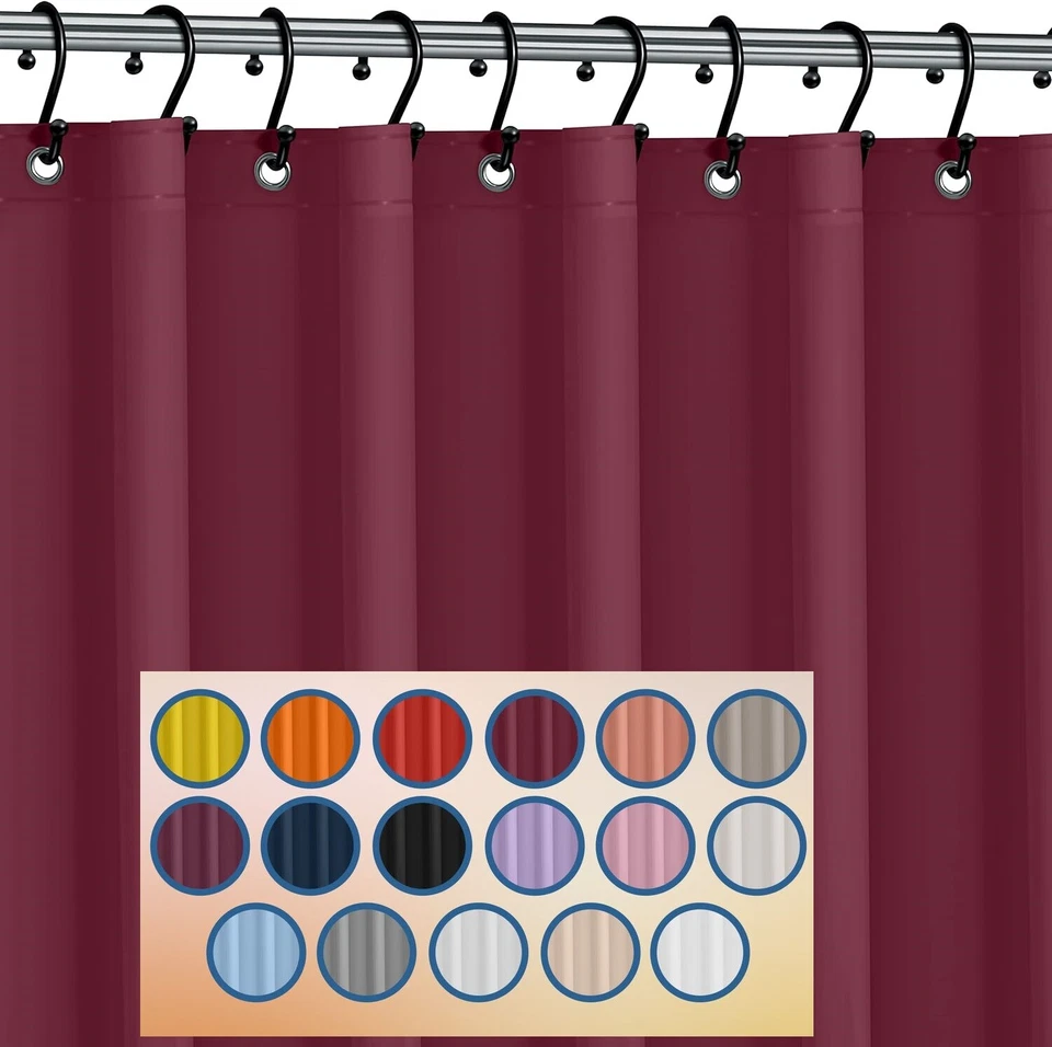 Magnetized PVC Shower Curtain Liner, Mildew Resistant, 70"x72", Hooks Optional - Image 2 of 4