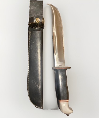 Vintage Buck 120 Fixed Blade Knife 1 Line Inverted 1961-67 Red Spacers & Sheath