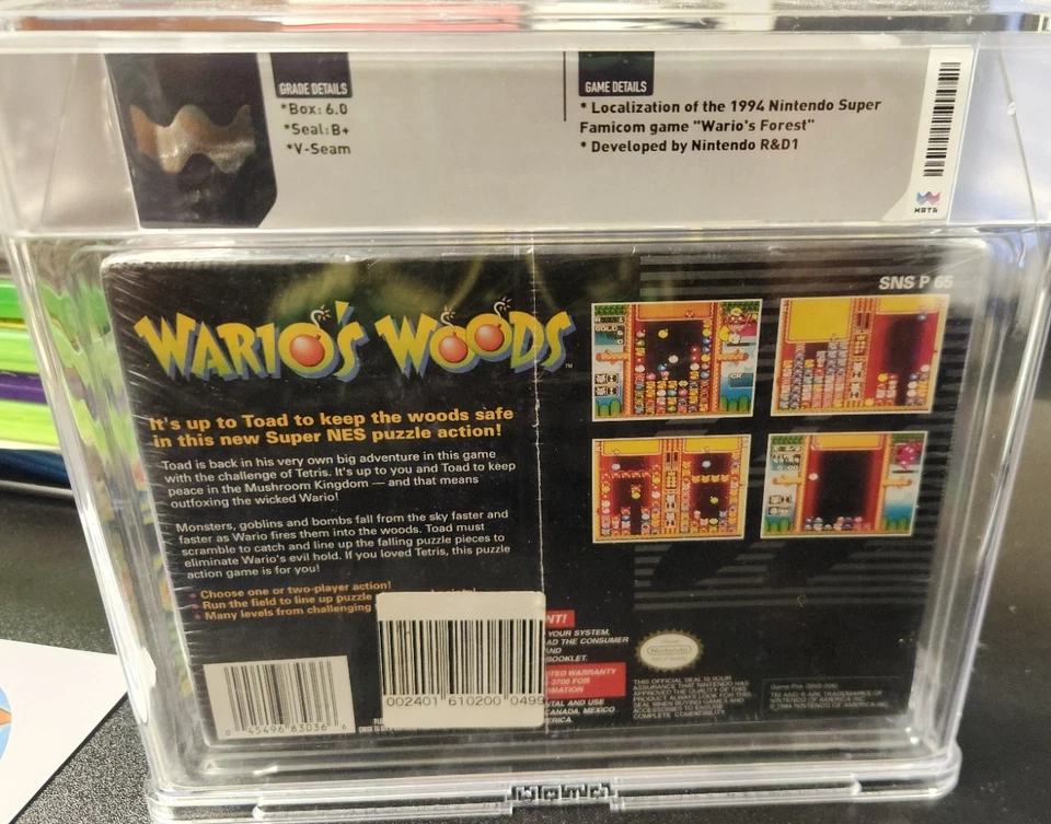 Wario's Woods Super Nintendo SNES Factory Sealed Brand New WATA 6.0 B+ Graded - Image 4 of 4