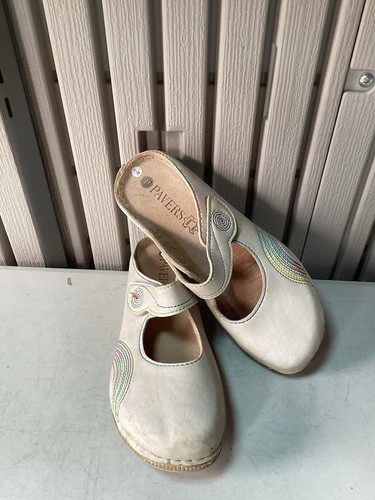Pavers Touch Fastening Slip On Leather Clogs - Beige - Rainbow - UK 6 EUR 39 - Picture 12 of 24