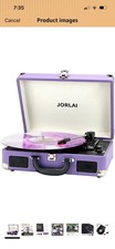 JORLAI 3 Speed Portable Turntable Record Player PURPLE. TT300 USED