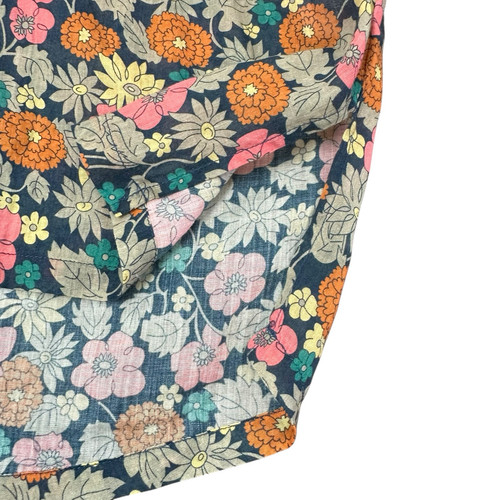 TROVATA BIRDS OF PARADISE NAVY FLORAL POPOVER BLOUSE LARGE - Picture 3 of 8