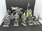 VINTAGE MARX CASTLE PLAYSET 17 FIGHTING KNIGHTS W/ 7 HORSES SILVER 54mm  READ
