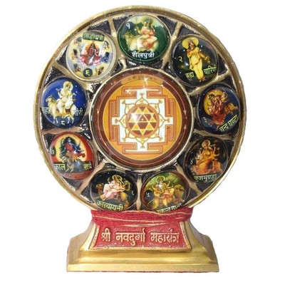 Nav Durga Maha Yantra Chowki Ständer Neun Form der Göttin Durga maa energetis...
