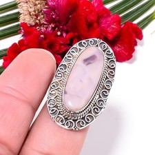 Pink Opal Fine Art Oxidised 925 Sterling Silver Ring s.8.5 Sk44, Christmas Gift
