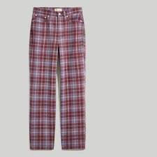 Madewell The Perfect Vintage Straight Jean Cabernet Plaid Size 25 NH953