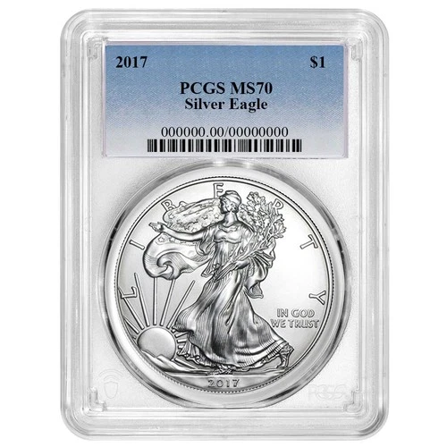 2017 $1 1-oz American Silver Eagle PCGS MS70 Blue Label