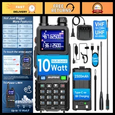 High Power 10W Ham Radio Walkie Talkies, Long Range NOAA Emergency Weather, USB-