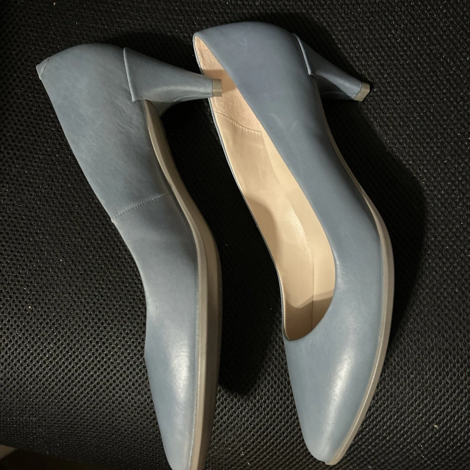 Zapatos de salón Ecco para mujer forma 45 elegante puntiagudos cuero azul Arona EE. UU. 10-10,5 UE 41 Foto 2 de 4