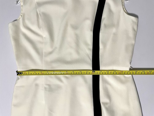 Calvin Klein Elfenbein Schwarz Streifen Ärmellos Rundhals Etuikleid Knie 14 - Bild 9 von 10
