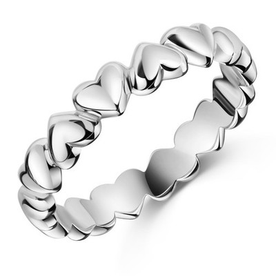 Damen Ring mit Herzen, 925er Sterling Silber- Juwelier-Qualität