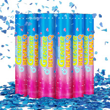 Gender Reveal Confetti Cannons   6 Pack Blue Party Poppers   Baby Boy Gender Rev