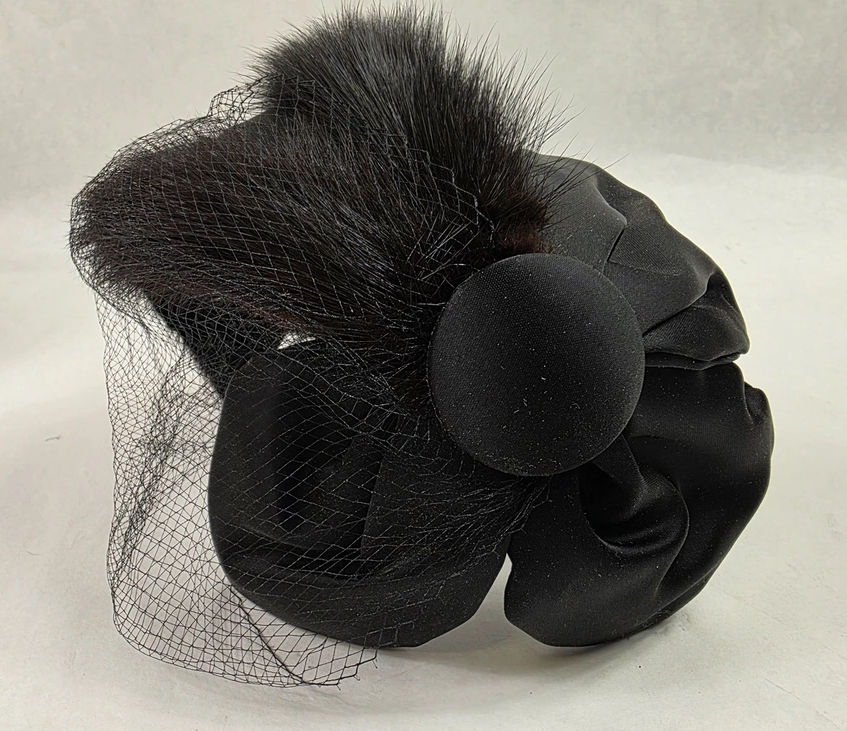 Vintage Mitchie’s Black Genuine Rabbit Fur Floppy Brim Hat Black Women\'s 7 1/2 Black Vintage Hats for Women 7 1/2 Size for sale | eBay main image 4