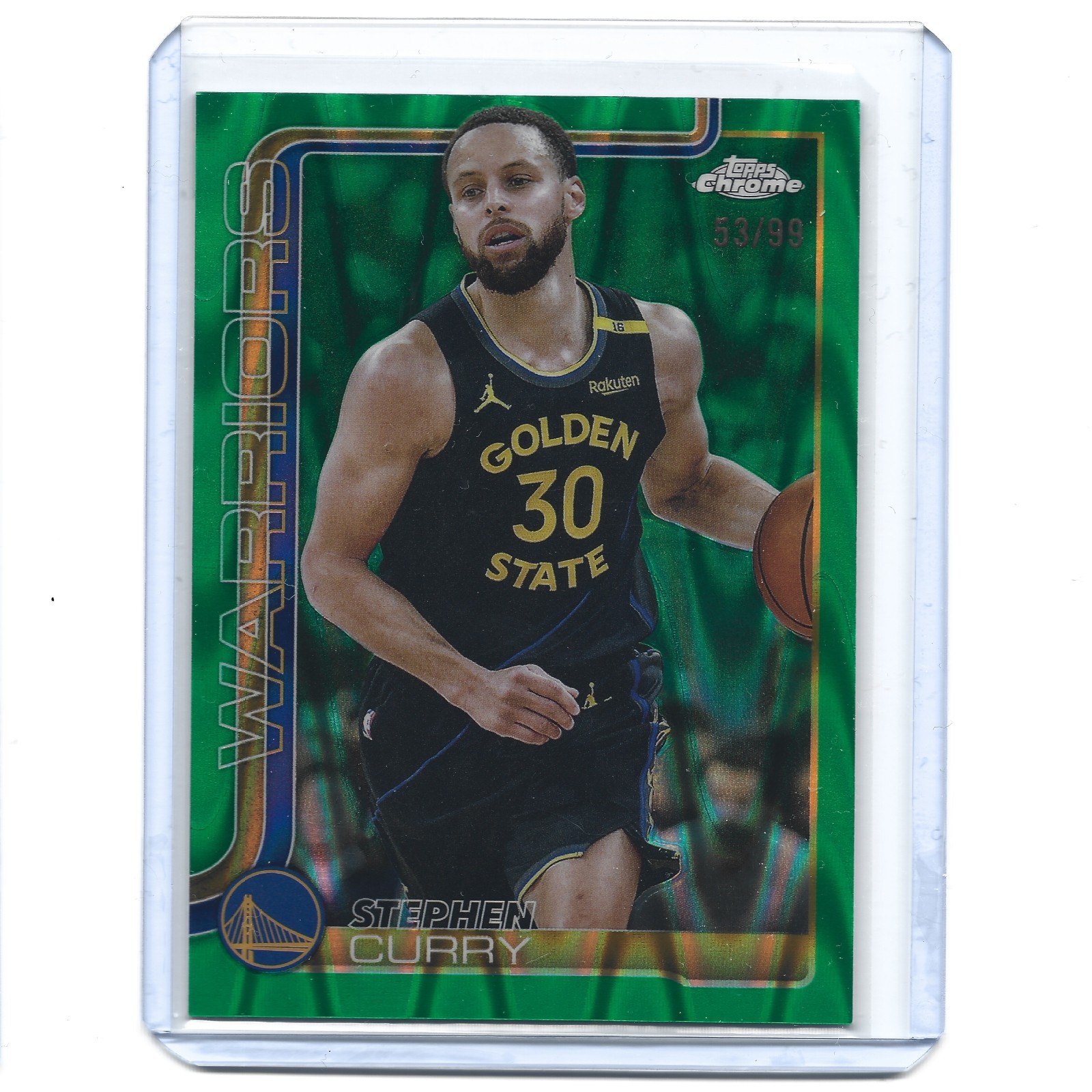 2025-26 Topps Chrome Stephen Curry Green RayWave Refractor /99 #201 SP - NO RSVE