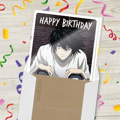 DEATH NOTE Personalised Birthday Card - japanese anime light kira