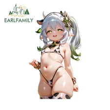EARLFAMILY Cute Girls Bikini Car Sticker Creative Anime Genshin Impact Decal