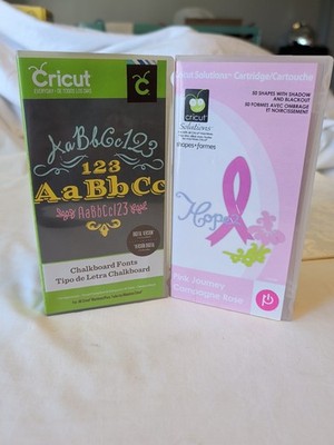 Set Of (2) Cricut Expression E2 Cartridges, Chalkboard Fonts, Pink Journey Bows