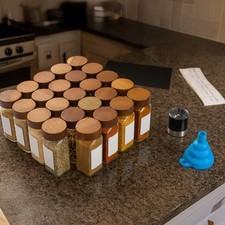 Glass Spice Jars Set Kitchen Clear Storage Jars with Airtight Wooden/bamboo Lids