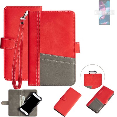 WALLETCASE HANDYTASCHE FÜR Motorola Edge 30 Pro ROT, GRAU SCHUTZ HÜLLE BOOK FL