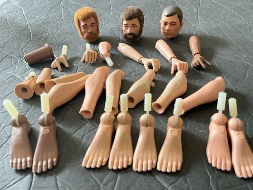 Vintage Gi Joe Adventure Team AT Lot Of Body Parts, Feet, Heads 2 Flocked+