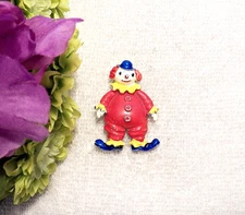 CLASSIC PIN BROOCH MASK CLOWN COSTUME MASQUERADE JESTER RED NOSE MULTICOLOR VL-M