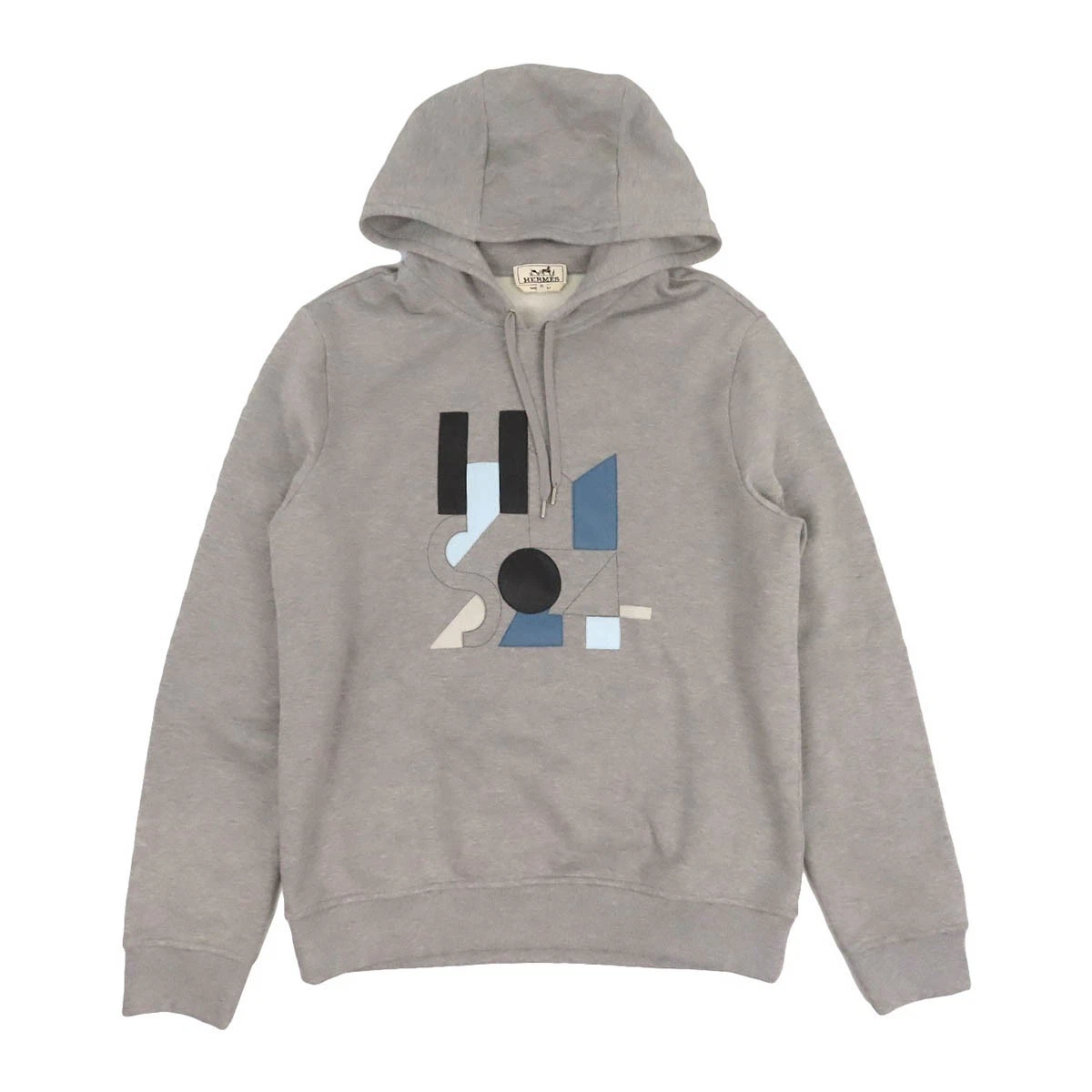Hermes — HERMES Jeud'Adresse Leather Patch Hoodie mens gray [Excellent Condition]
