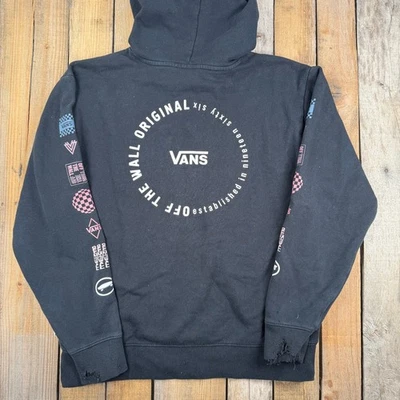 Vans Hoodie Homme Petit Noir Graphique Pull En Coton Polyester Polar - Photo 1/4