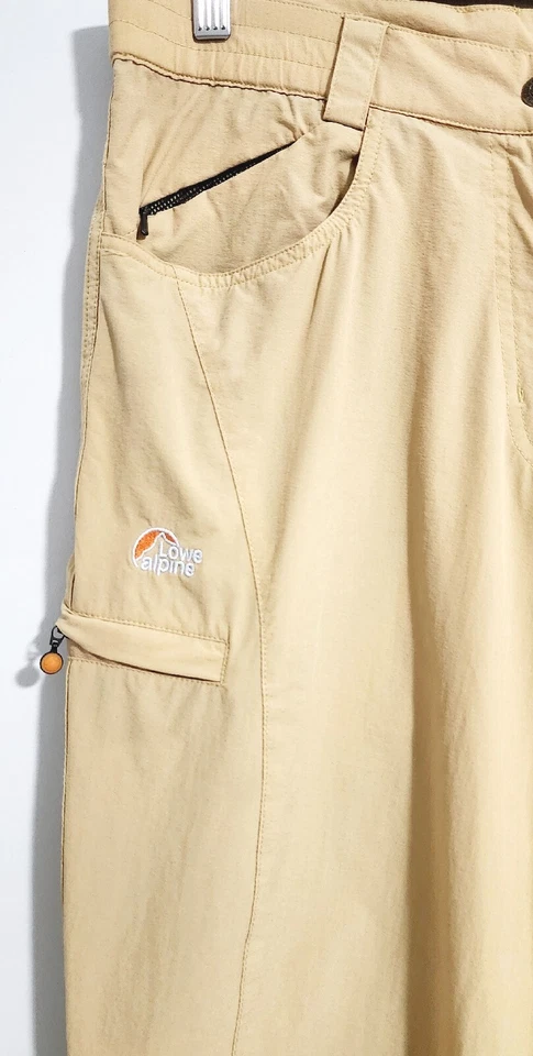 Lowe Alpine Long Trek Pants Women Sz 14 Cream Straight Button Zip Pockets Nylon - Image 3 of 4