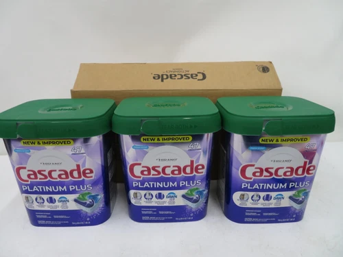 3 packs Cascade Platinum Plus ActionPacs Dishwasher Detergent, Fresh Scent,47 ct