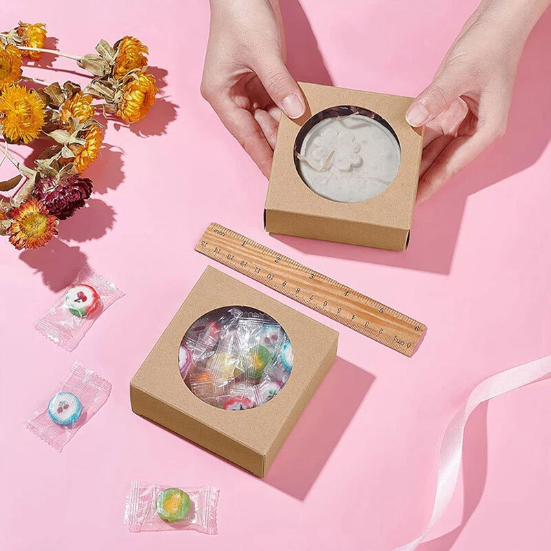 50x Clear Window Kraft White Black Paper Gift Boxes Favor Boxes Product Packing - image 2 of 4