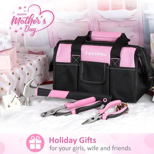 Stylish 220-Piece Pink Tool Set with 12-Inch Organizer Bag for DIY Enthusiasts - Picture 4 of 10