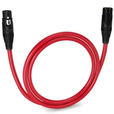 LyxPro Microphone 3 feet XLR Cable, Male to Female, 3 Pin Mic Cable, Red