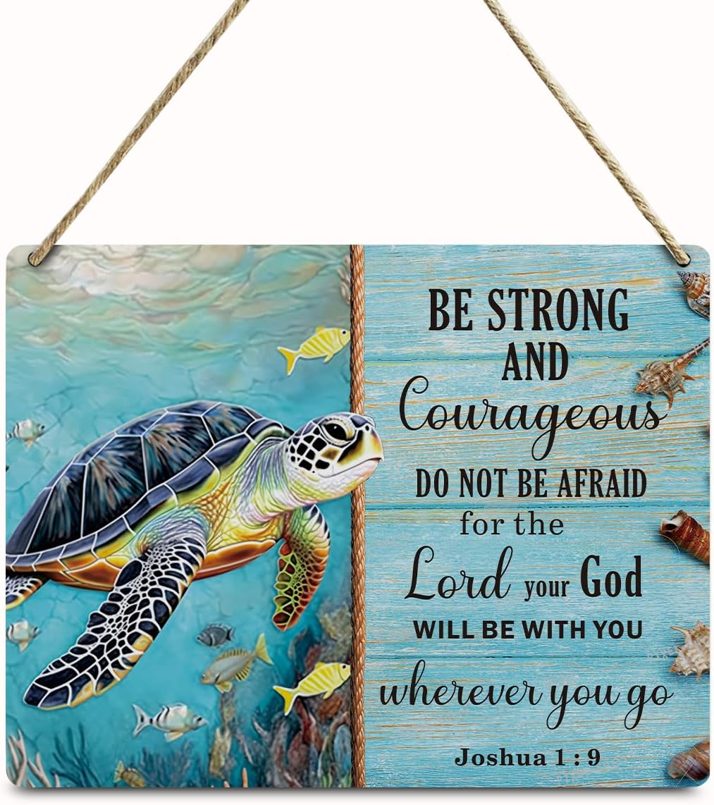 Beach Decor Sea Turtle Gifts Inspirational Christian Bible Verse Wooden Wall Sig