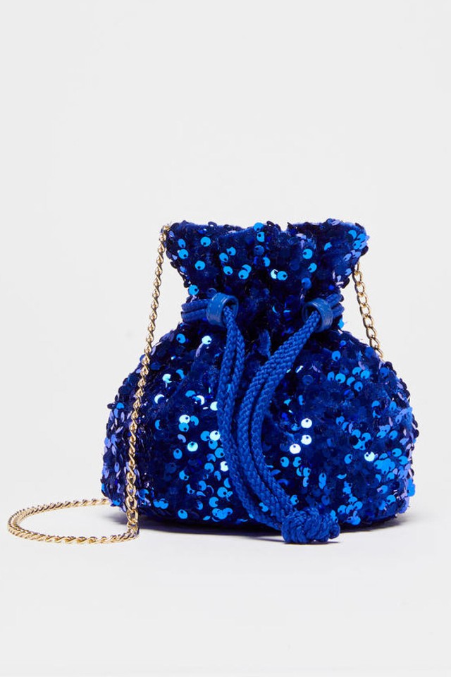 Borsa con paillettes nera o bluette EMME MARELLA modello LAINE