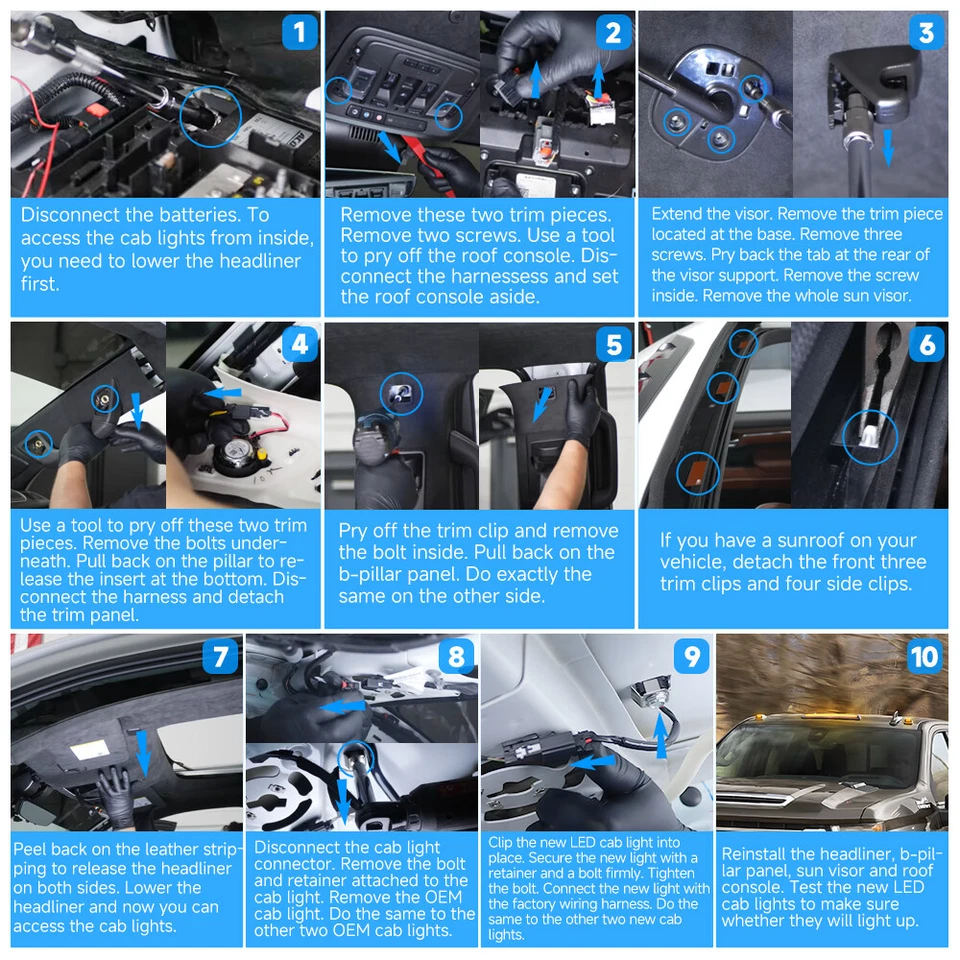 Комплект светодиодных габаритных огней для верхней кабины крыши для 2020 2021 + Chevrolet Silverado 2500 3500 HD - Изображение 4 из 4