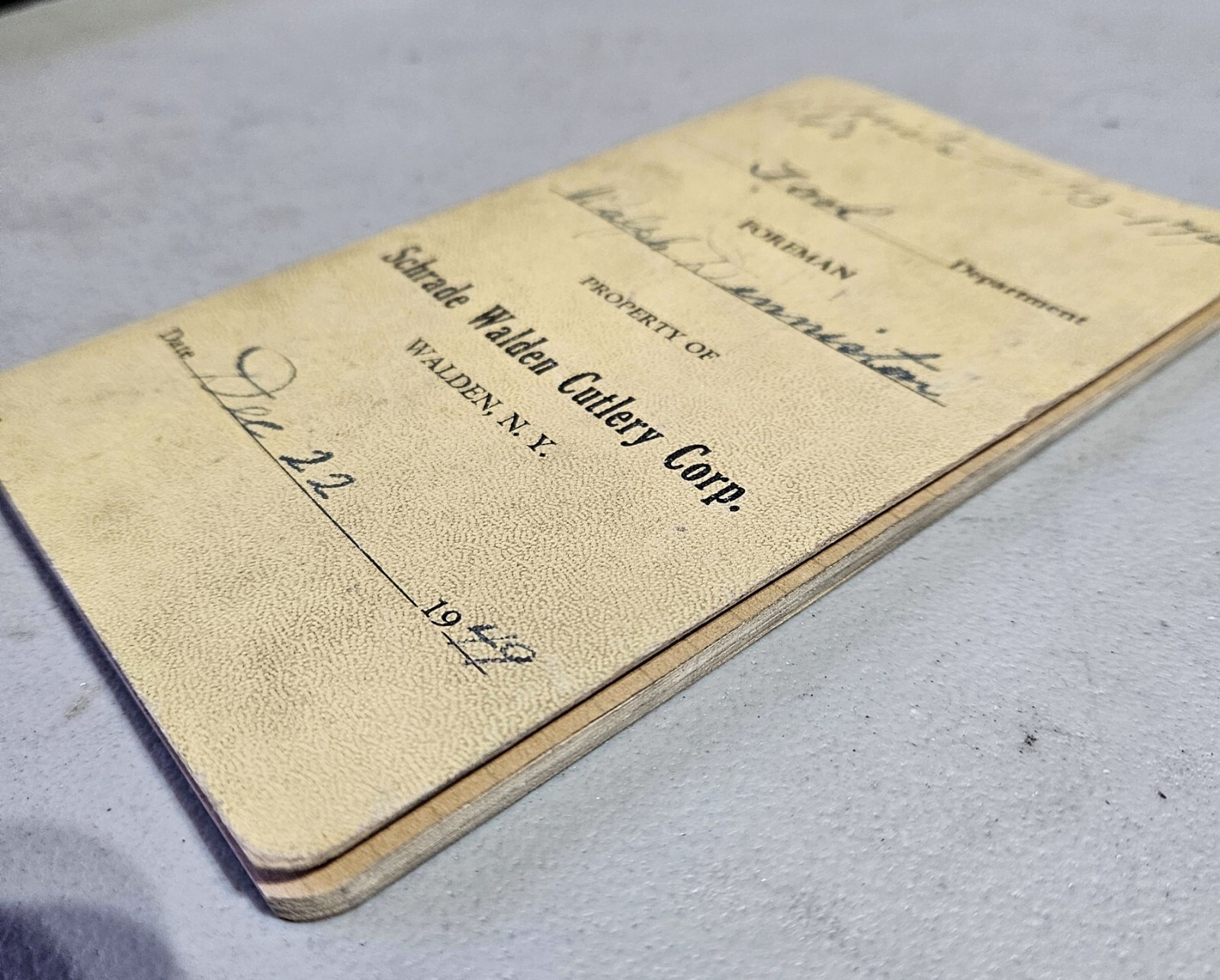 1949 Schrade Walden NY Model 1734 Knife Tool Room Foreman's Notebook