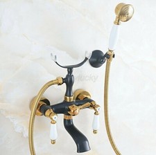 Black Gold Brass Clawfoot Bath Tub Faucet with Hand Shower Mixer Tap Wall Mount