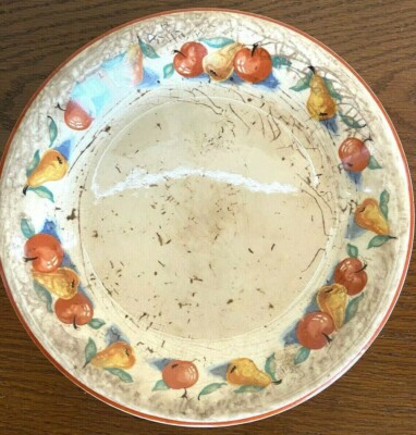 Harker Pottery USA Hotoven Cookware Red Apple & Pear Speckled Pie Plate Dish 9 