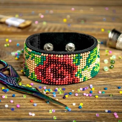 DIY Bead embroidery kit on artificial leather Bracelet