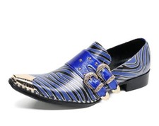 Men's Fashion British Pointy Toe Rivet Buckle Strap Leather Shoes Party Shoes